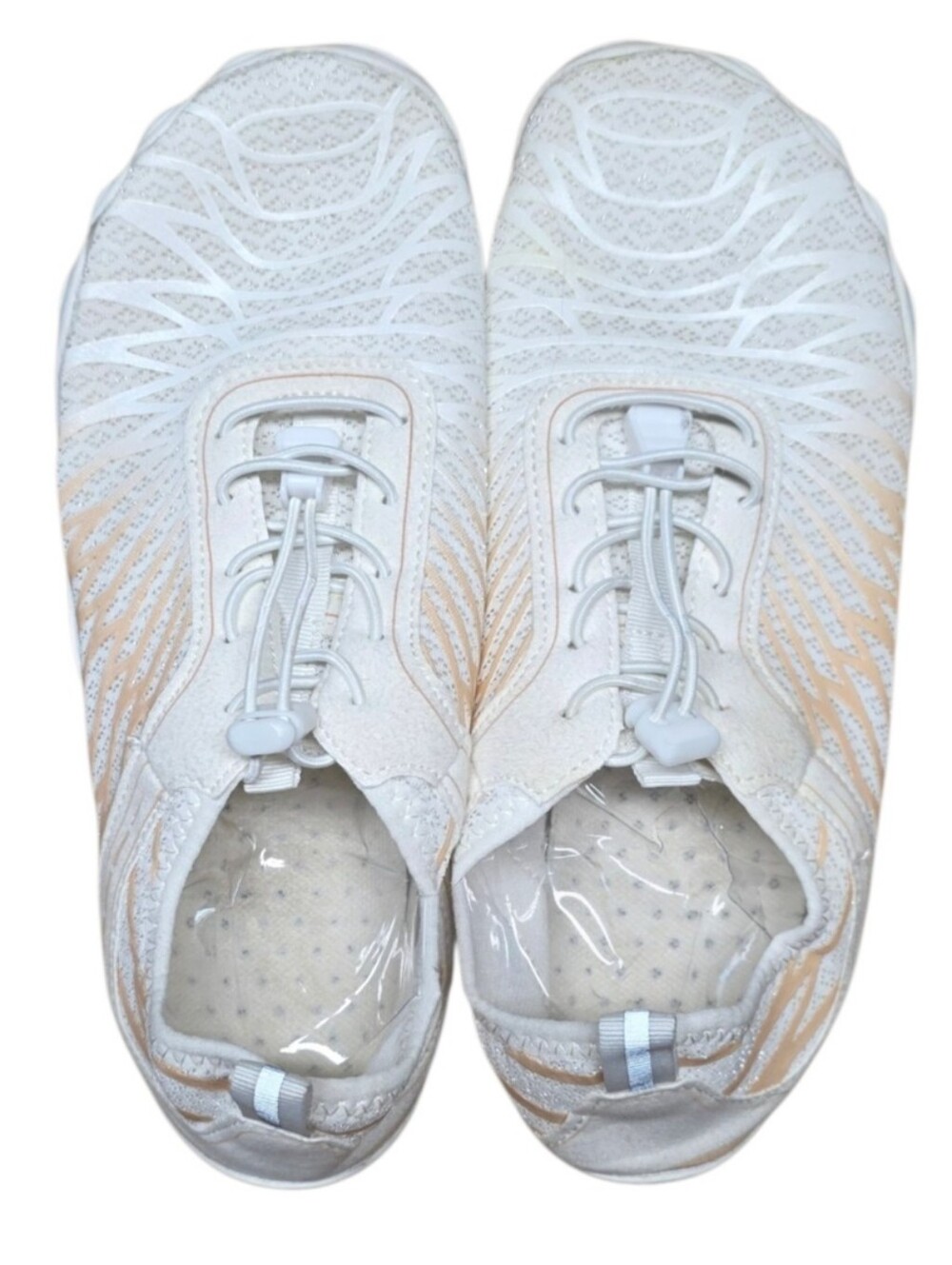 Lightweight White & Peach Knit Sneakers  USA 9 1/2